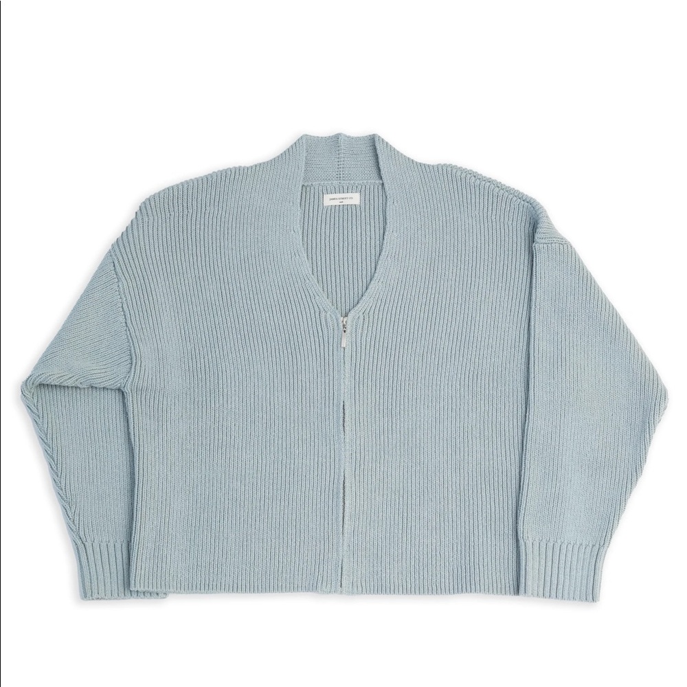 James Street Co Fran Zip Cardigan in Steel, size Small